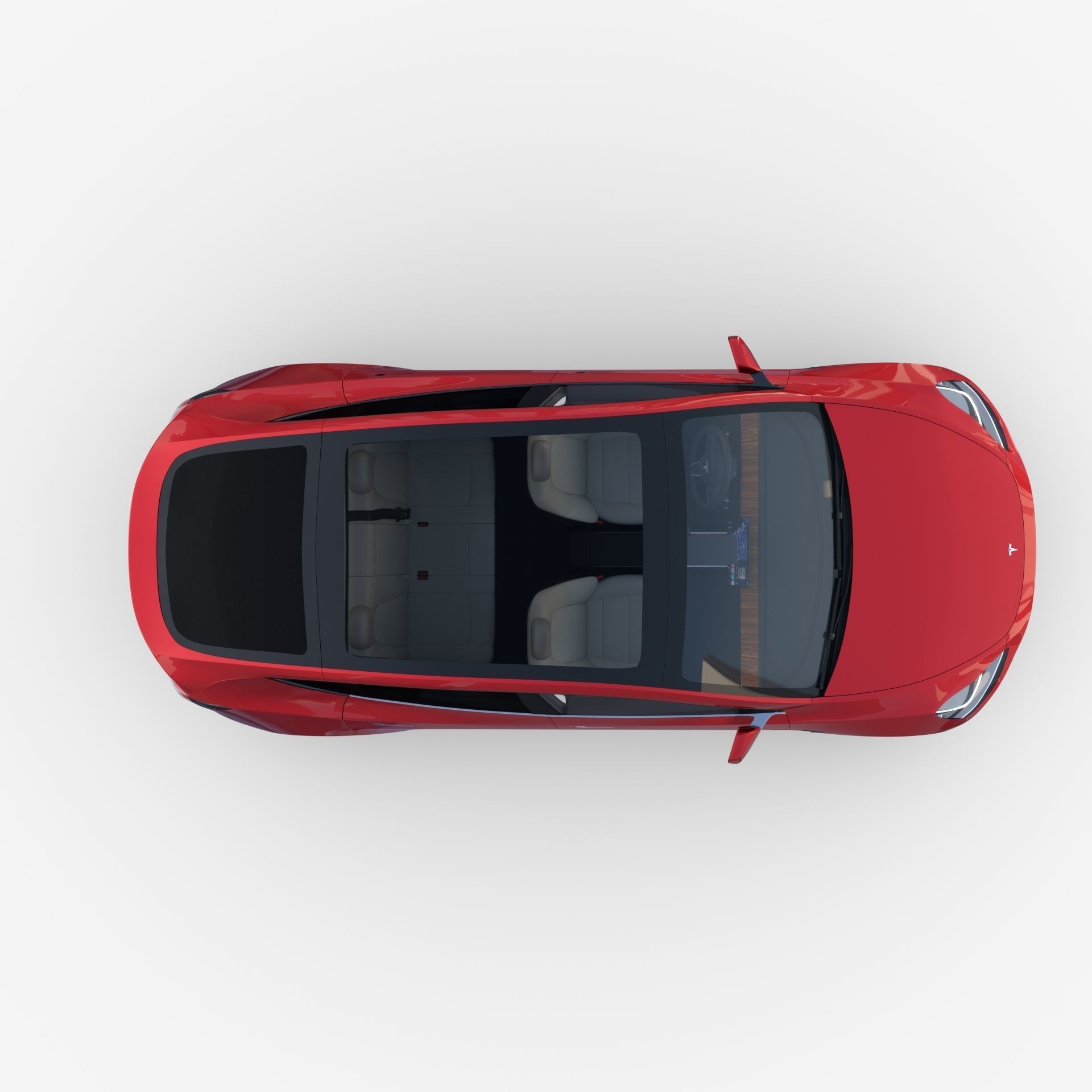 Tesla Model Y AWD Red with interior and chassis 3D model_13
