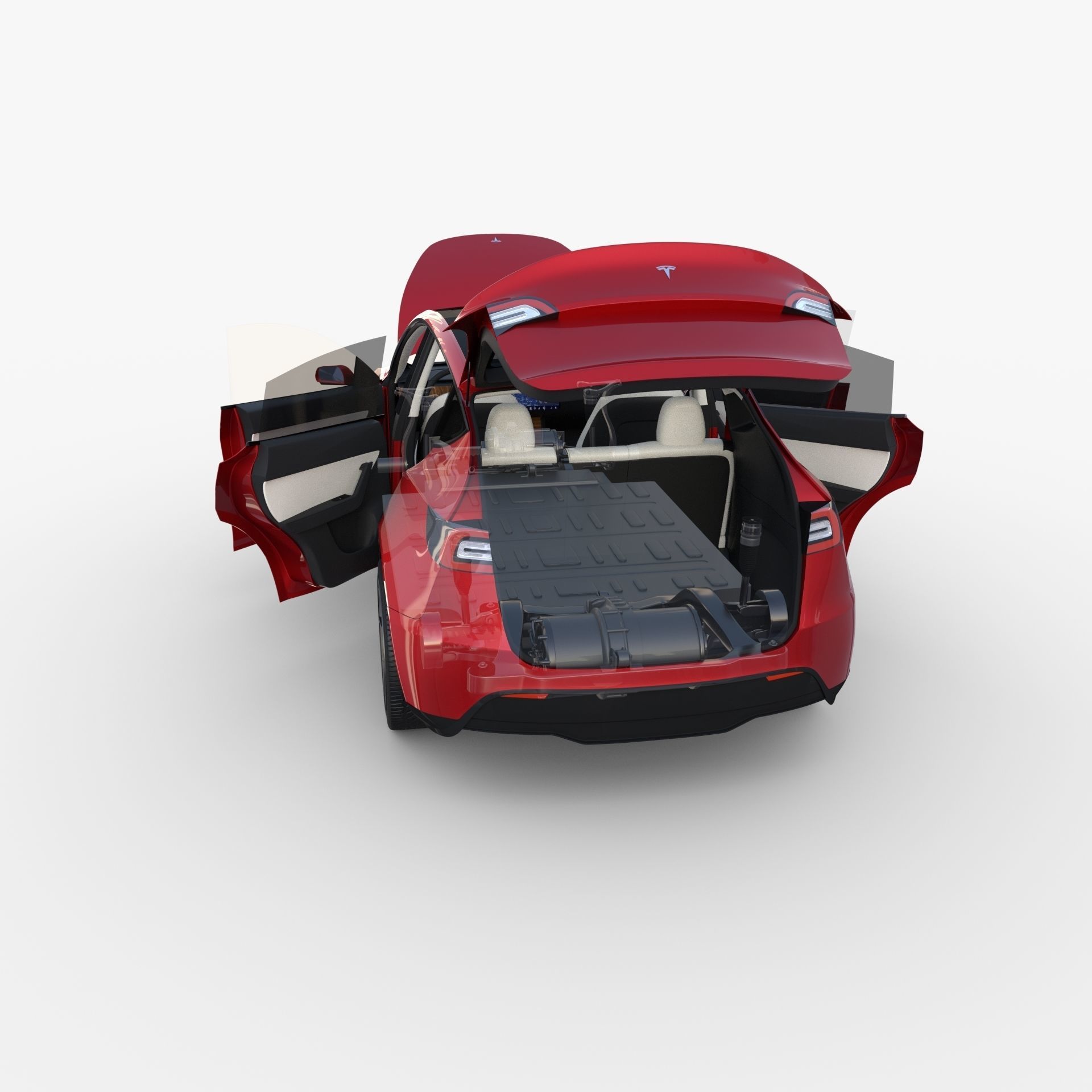 Tesla Model Y AWD Red with interior and chassis 3D model_41