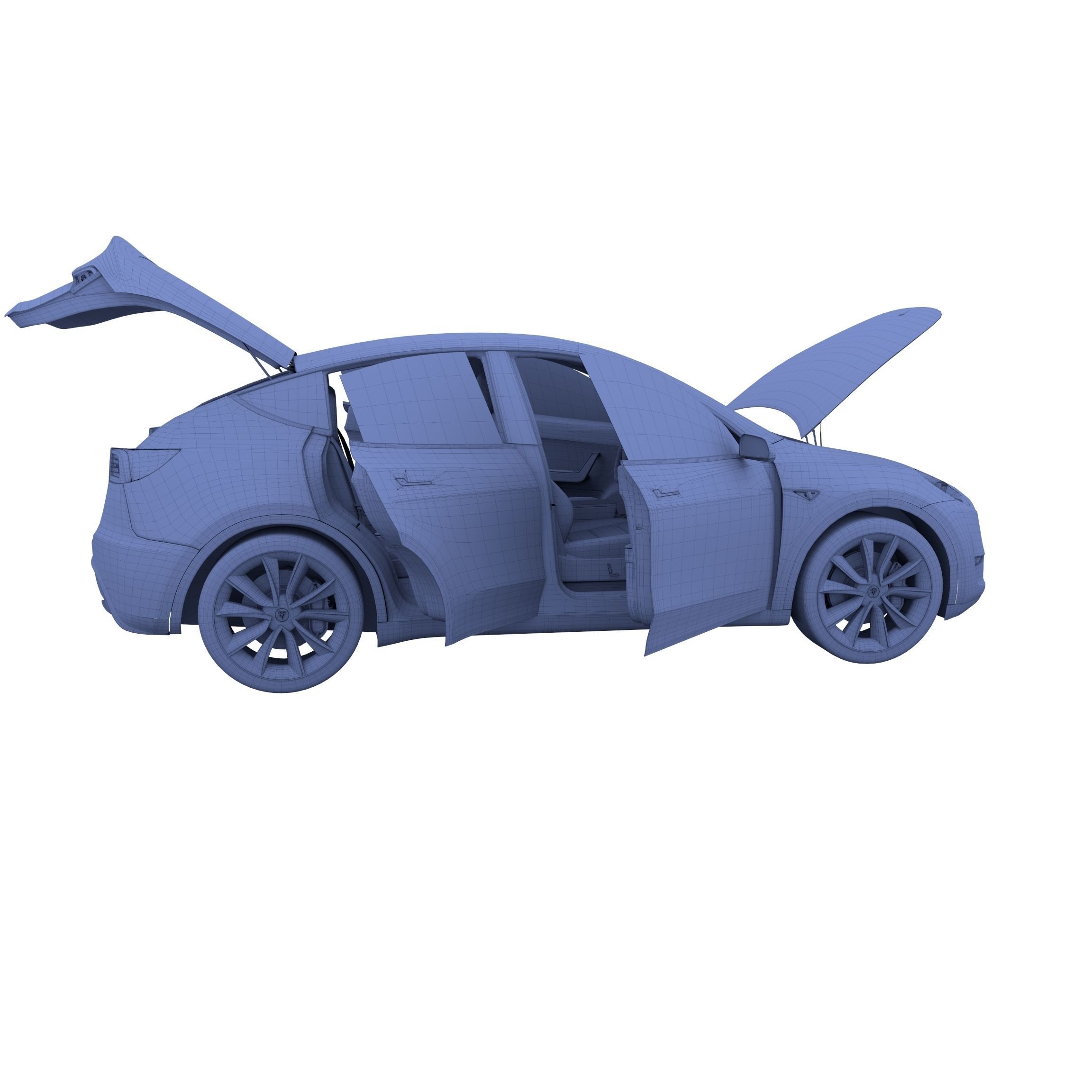 Tesla Model Y AWD Red with interior and chassis 3D model_49