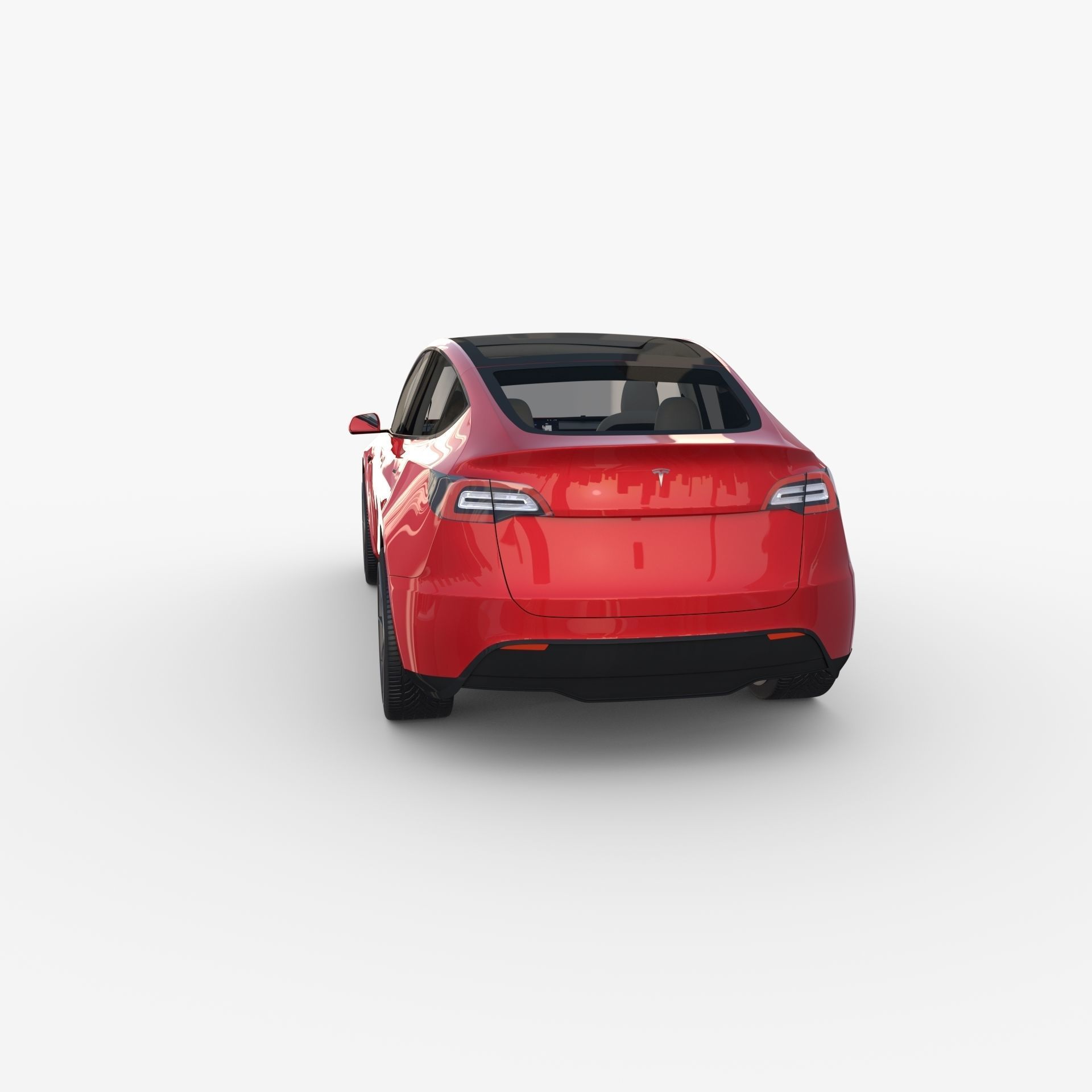 Tesla Model Y AWD Red with interior and chassis 3D model_4