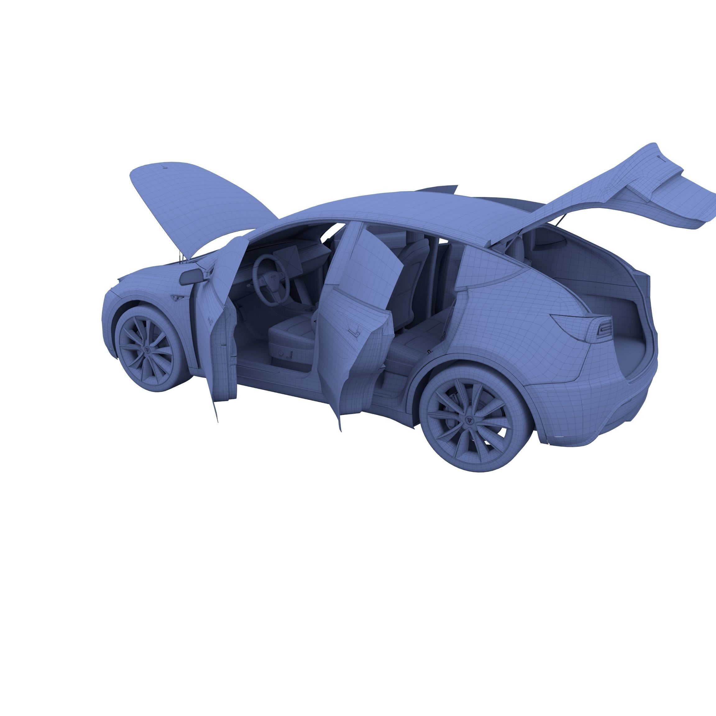 Tesla Model Y AWD Red with interior and chassis 3D model_52