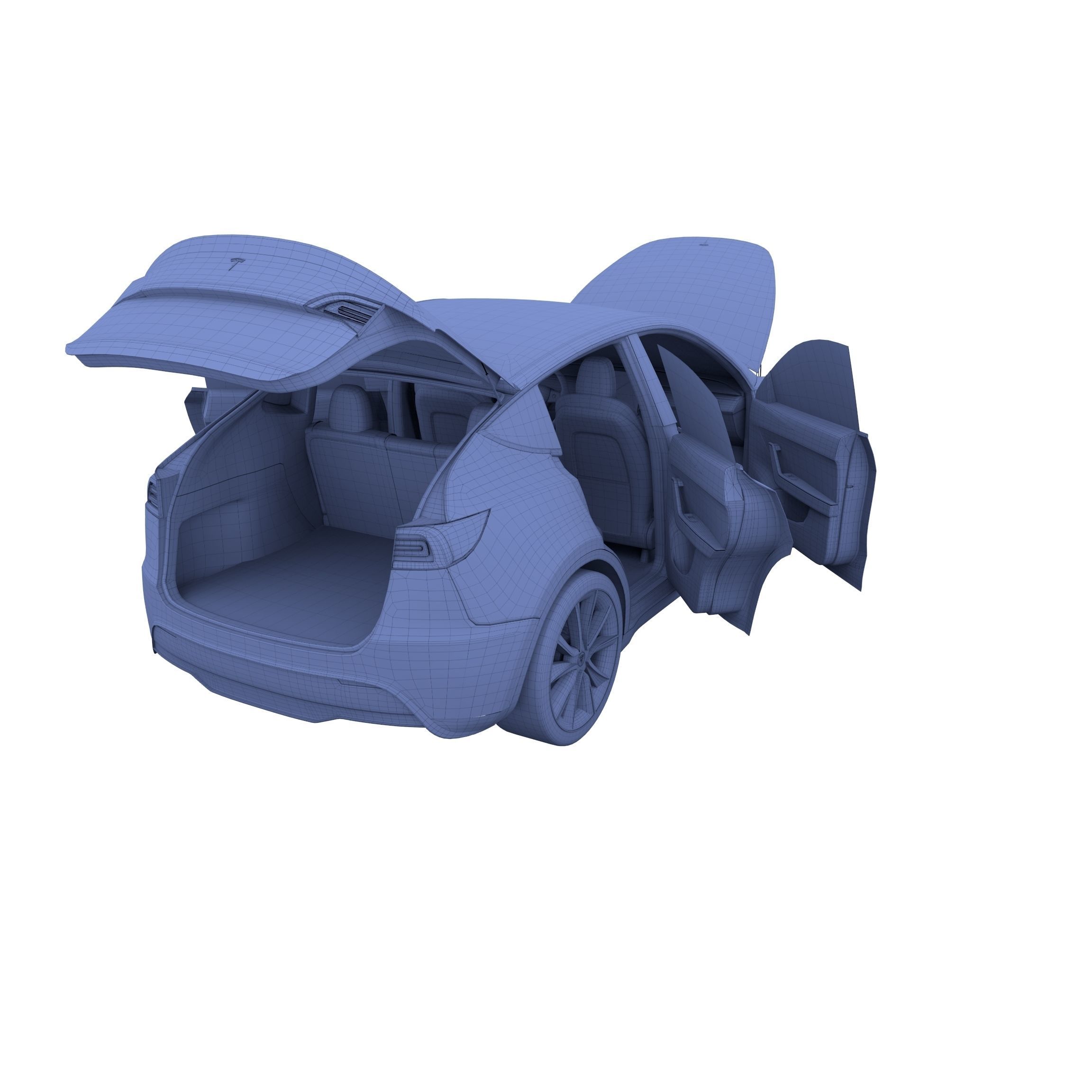 Tesla Model Y AWD Red with interior and chassis 3D model_53