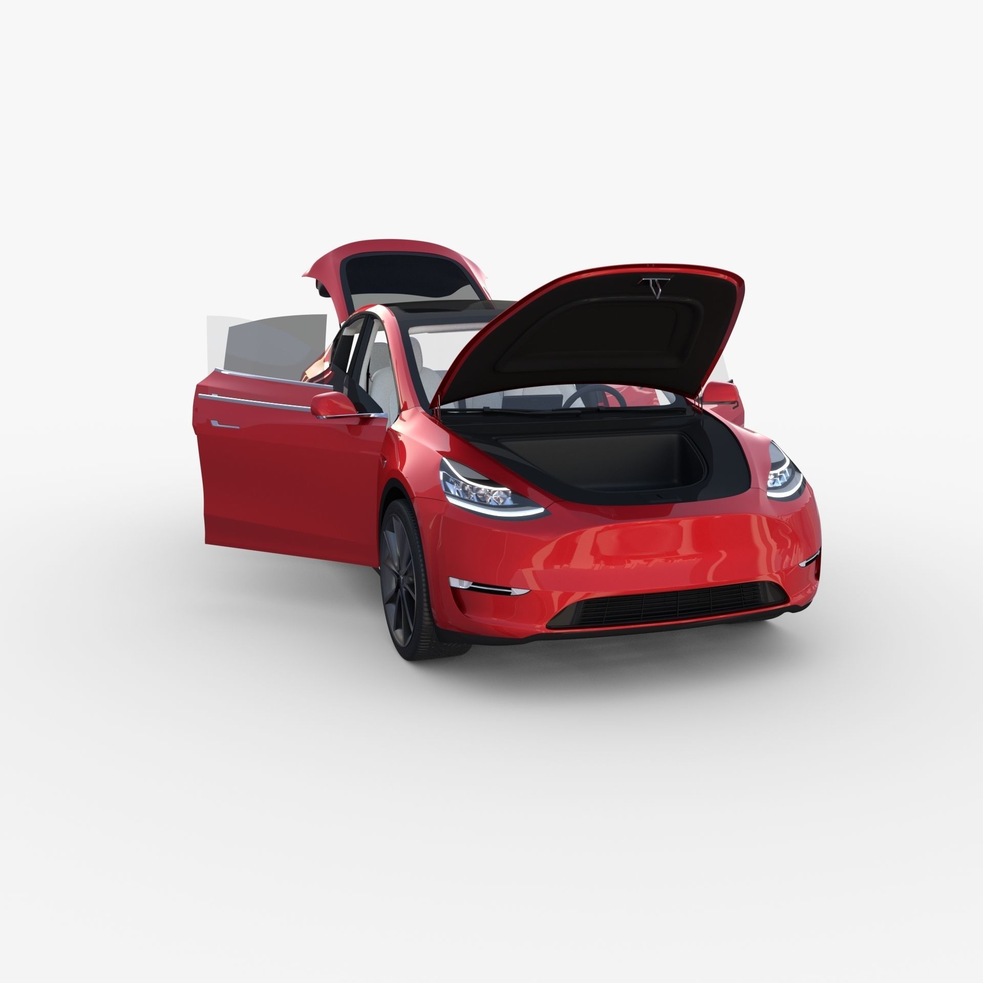 Tesla Model Y AWD Red with interior and chassis 3D model_27