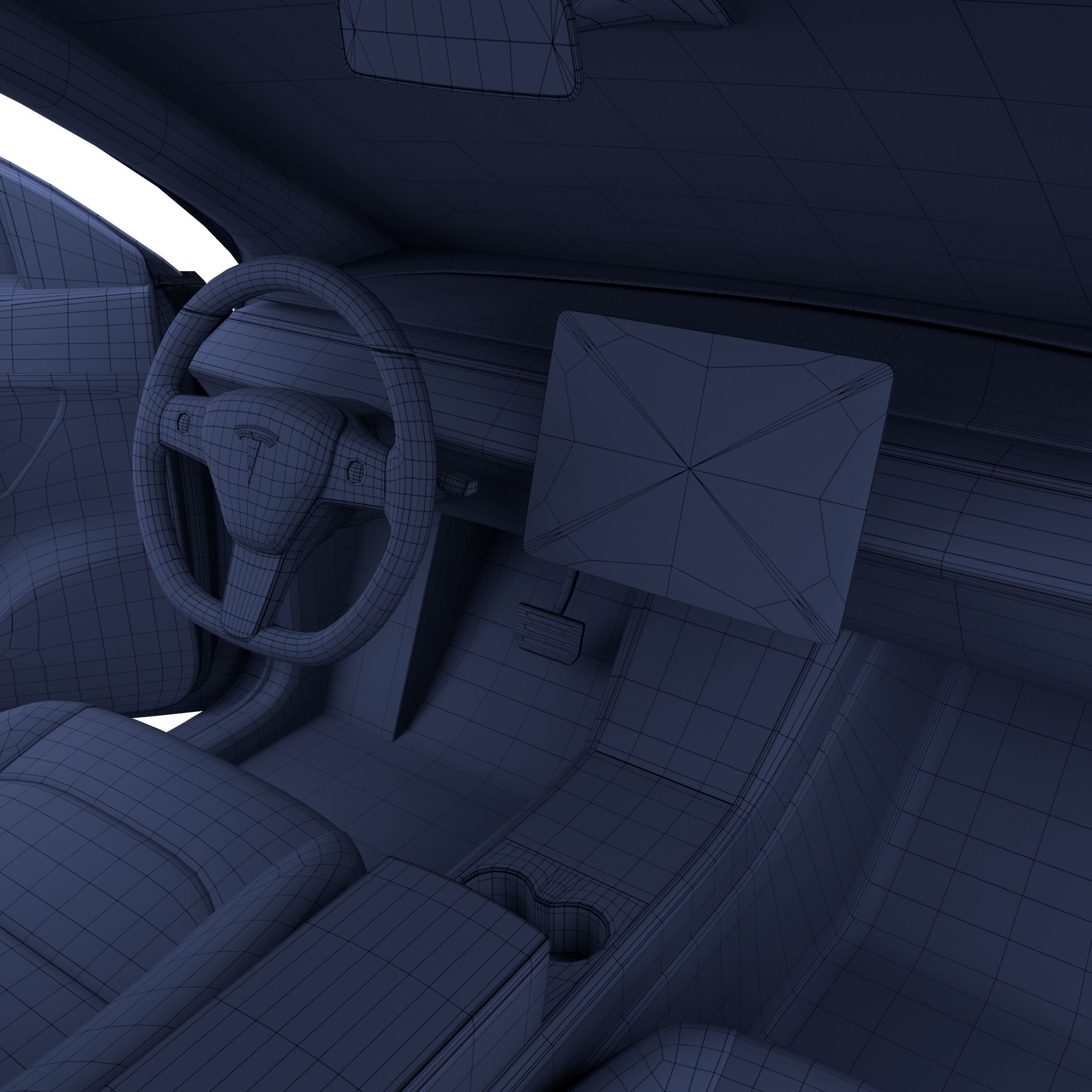 Tesla Model Y AWD Red with interior and chassis 3D model_60