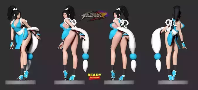 Mai Shiranui in a blue suit 3D print model