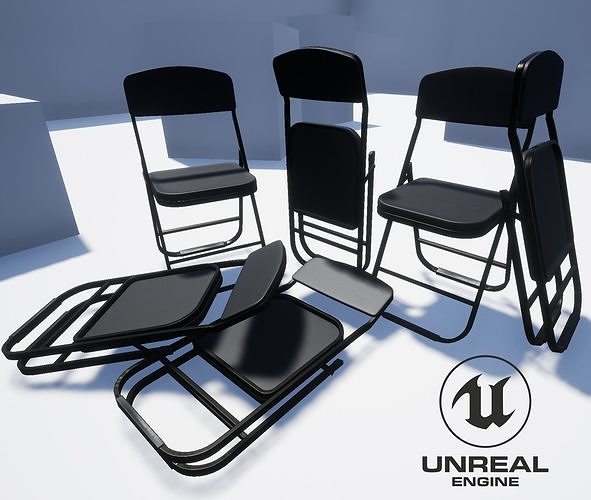 Folding Chair Game Ready Low-poly 3D model