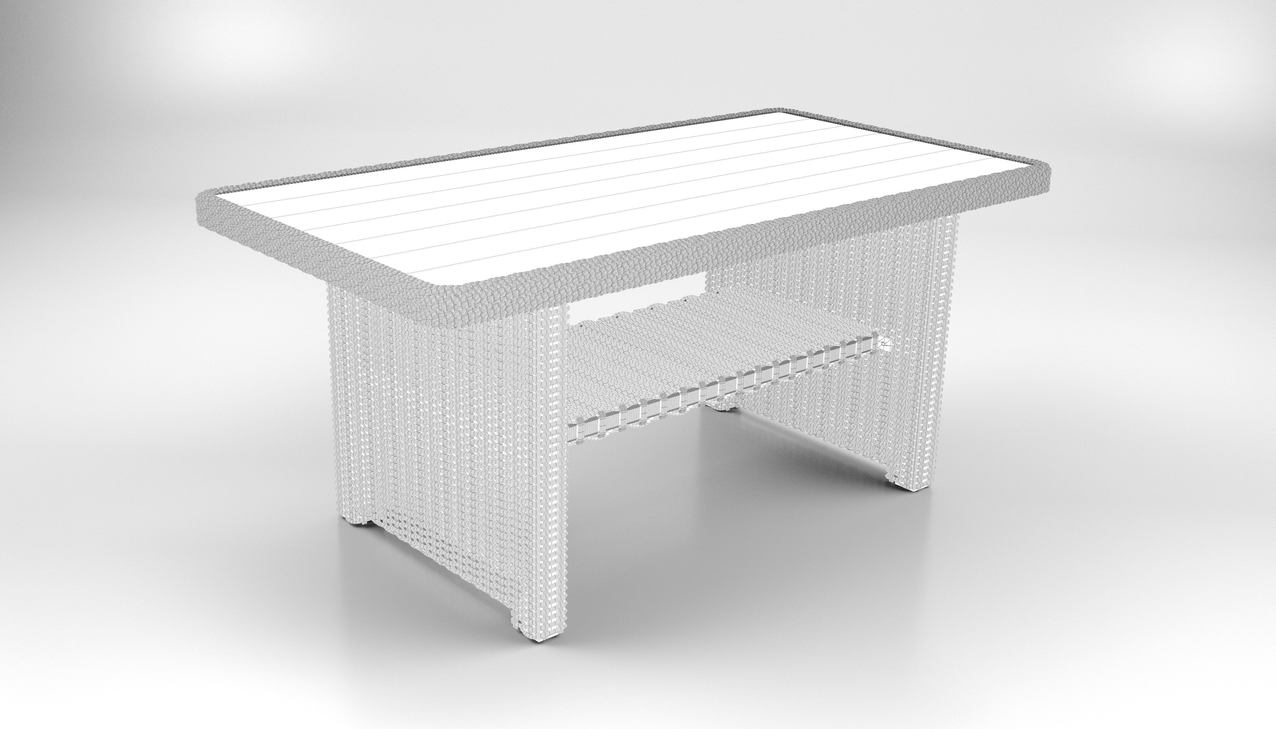 Wicker garden table 3D model_2