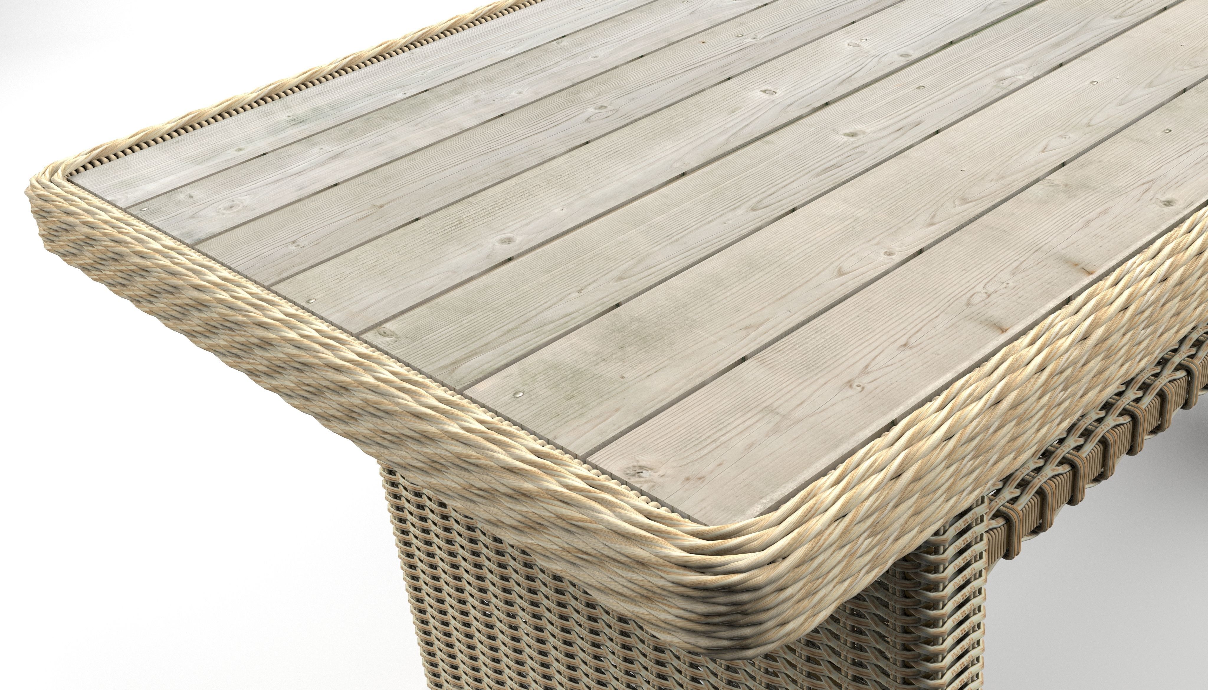 Wicker garden table 3D model_1