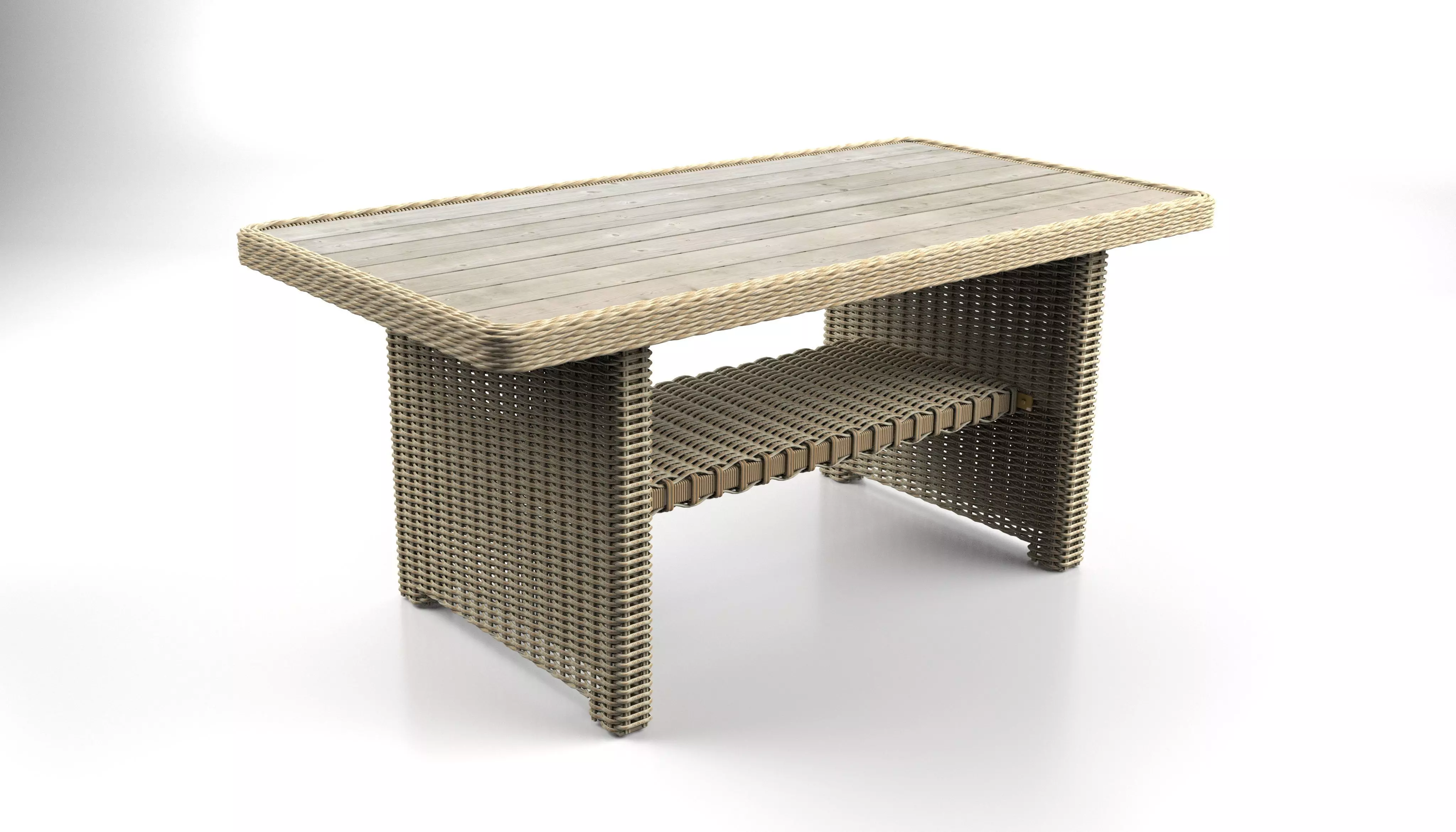 Wicker garden table 3D model_0