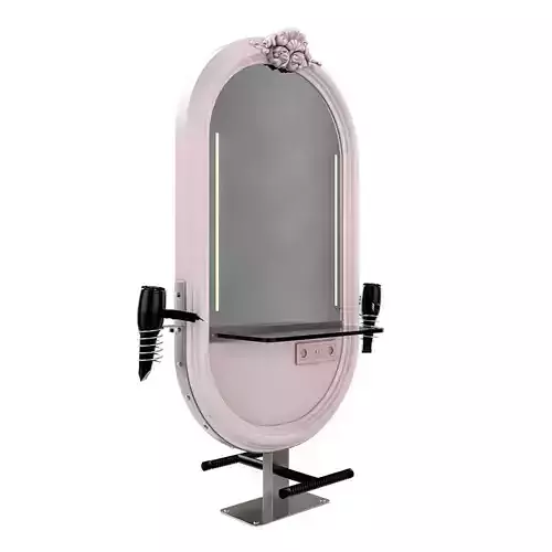 hairdresser table mirror pink nickel matte