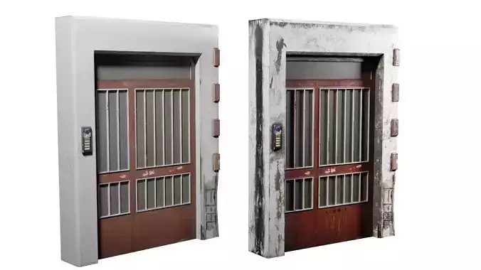 Street Door Clean And Dirty Textures Low-poly 3D model