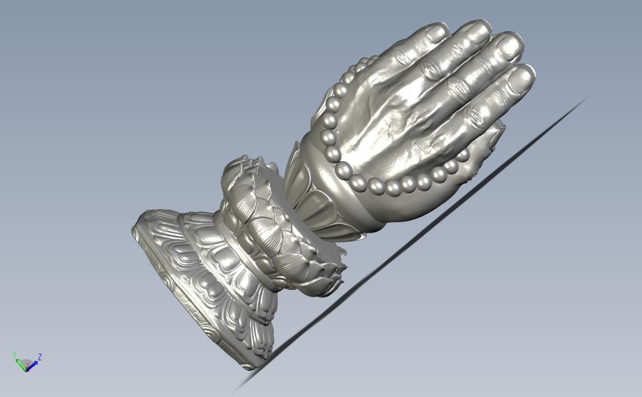 Wooden  join Hand statue 3D model_1