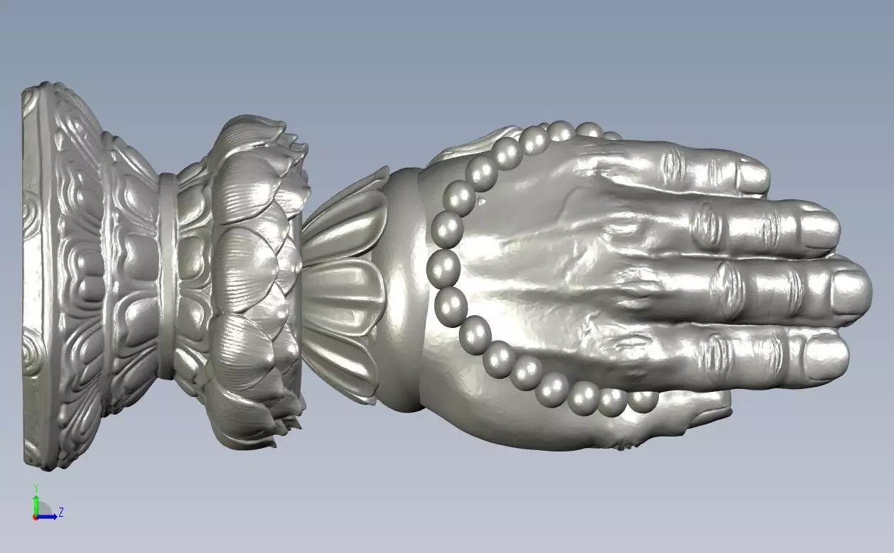 Wooden  join Hand statue 3D model_0