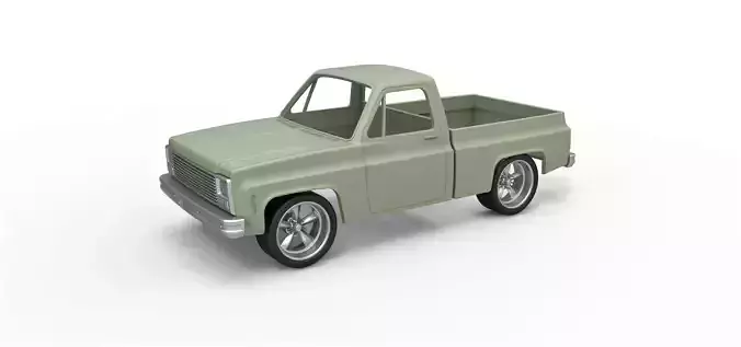 Shell 1980 Chevrolet C10 with style grid Scale 1 to 25 3D print model