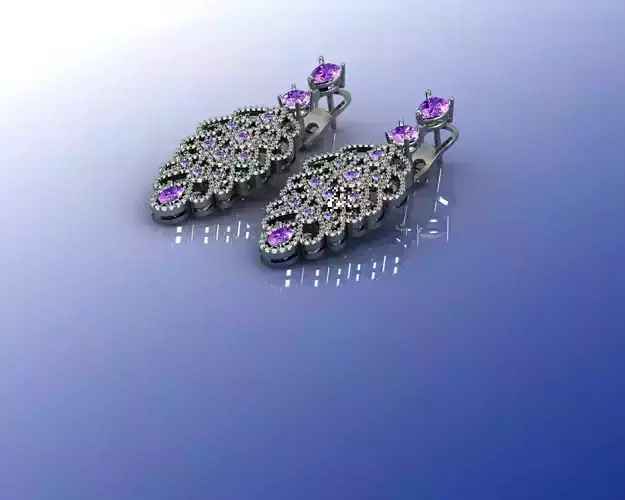 sergi pair of gold earrings with stones 3D print model