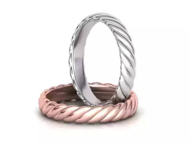 Braided Rope Band ring 4mm wide 3dmodel  3D print model