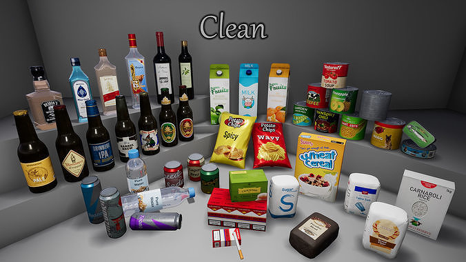 UE4 - Supermarket Product - Food and Drinks Low-poly 3D model 2