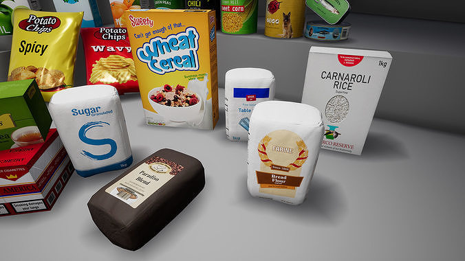 UE4 - Supermarket Product - Food and Drinks Low-poly 3D model 4