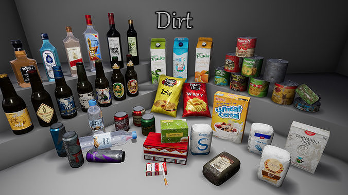 UE4 - Supermarket Product - Food and Drinks Low-poly 3D model 3