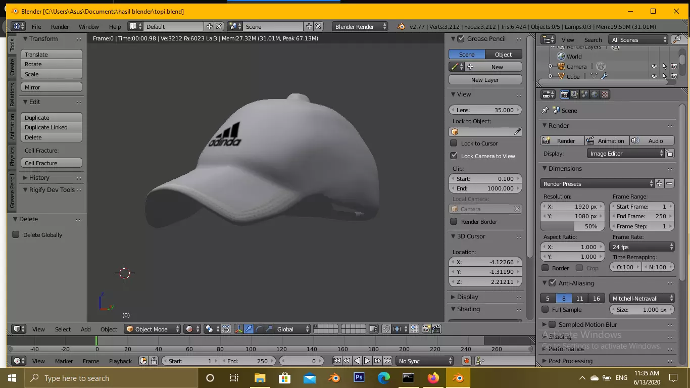 Hat Adinda meme Low-poly 3D model