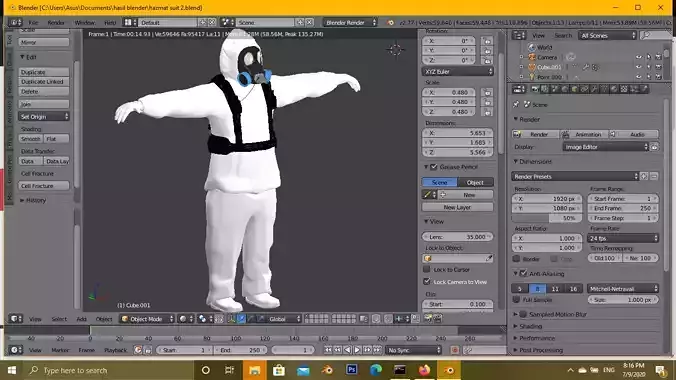Hazmat suit man 3D