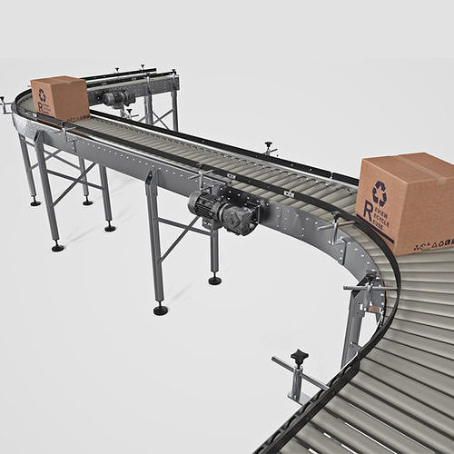 Conveyor 3D model belt with boxes 3D model