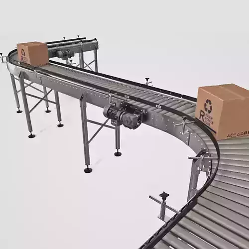 Conveyor 3D model belt with boxes 3D model