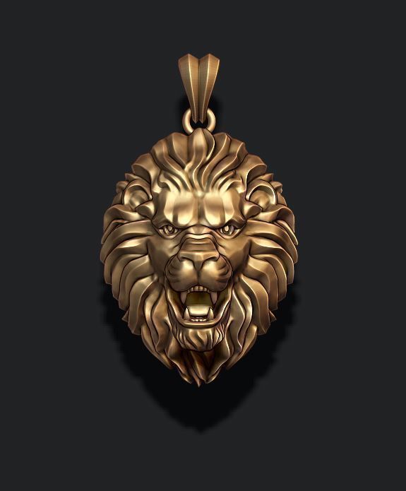 Lion pendant 3D print model_3