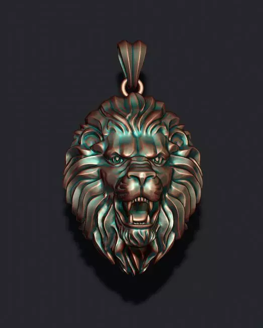 Lion pendant 3D print model_0
