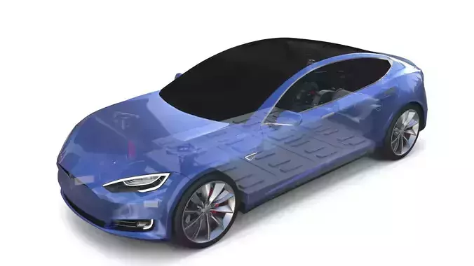 Tesla Model S 2016 Blue with Chassis 3D model