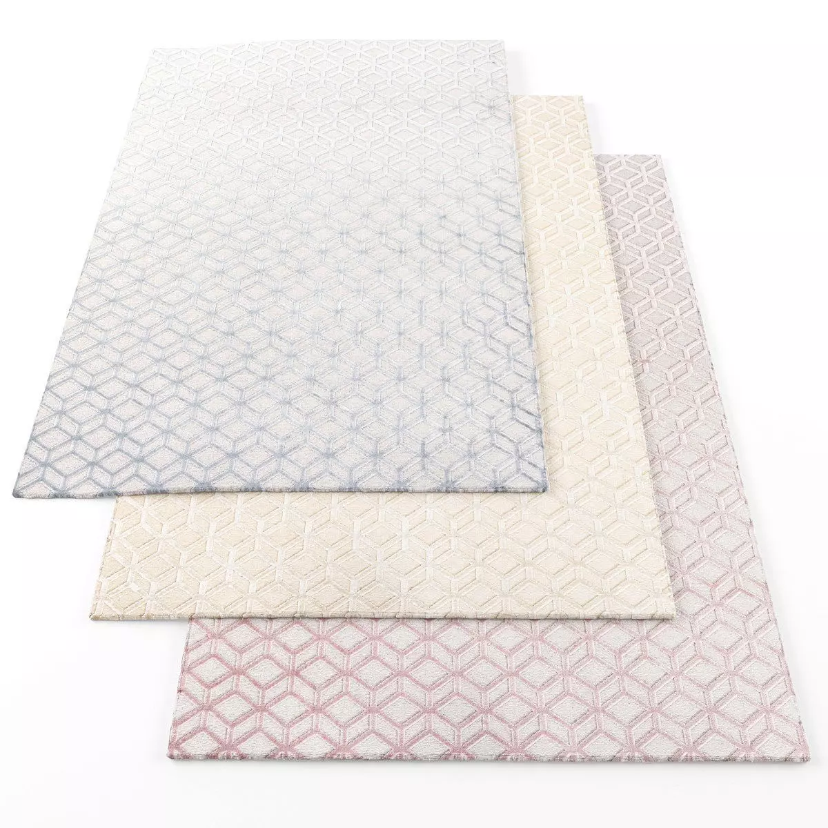 Rugs-810 three rugs with geometric patterns Low-poly 3D model_0
