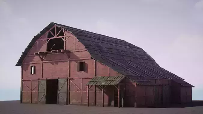Old West Modular Barn Low-poly 3D model