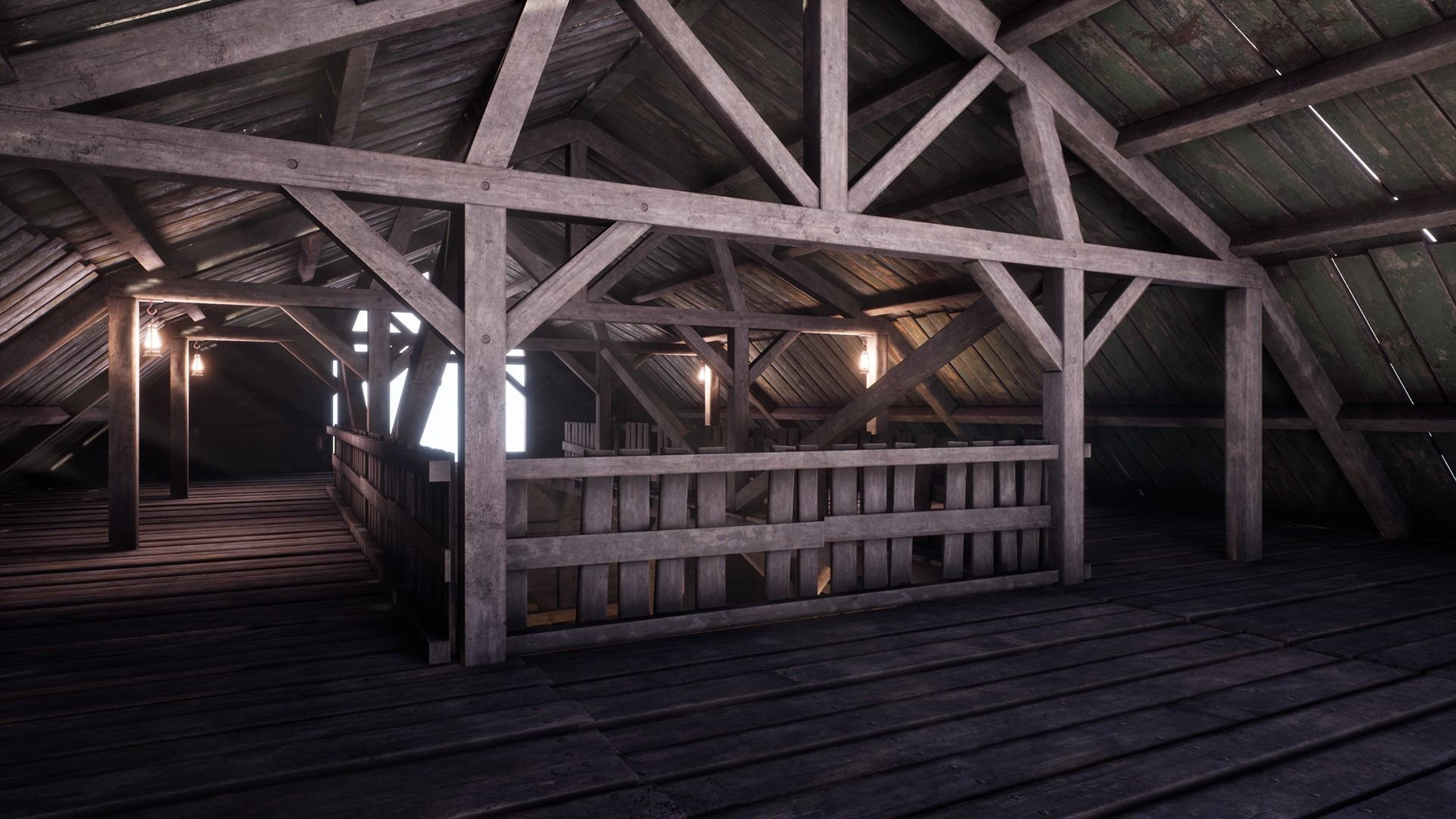 Old West Modular Barn Low-poly 3D model_14
