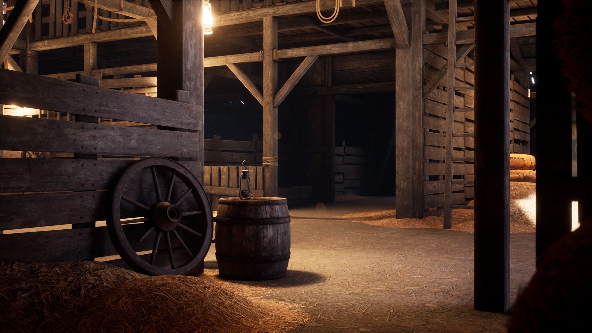 Old West Modular Barn Low-poly 3D model_8