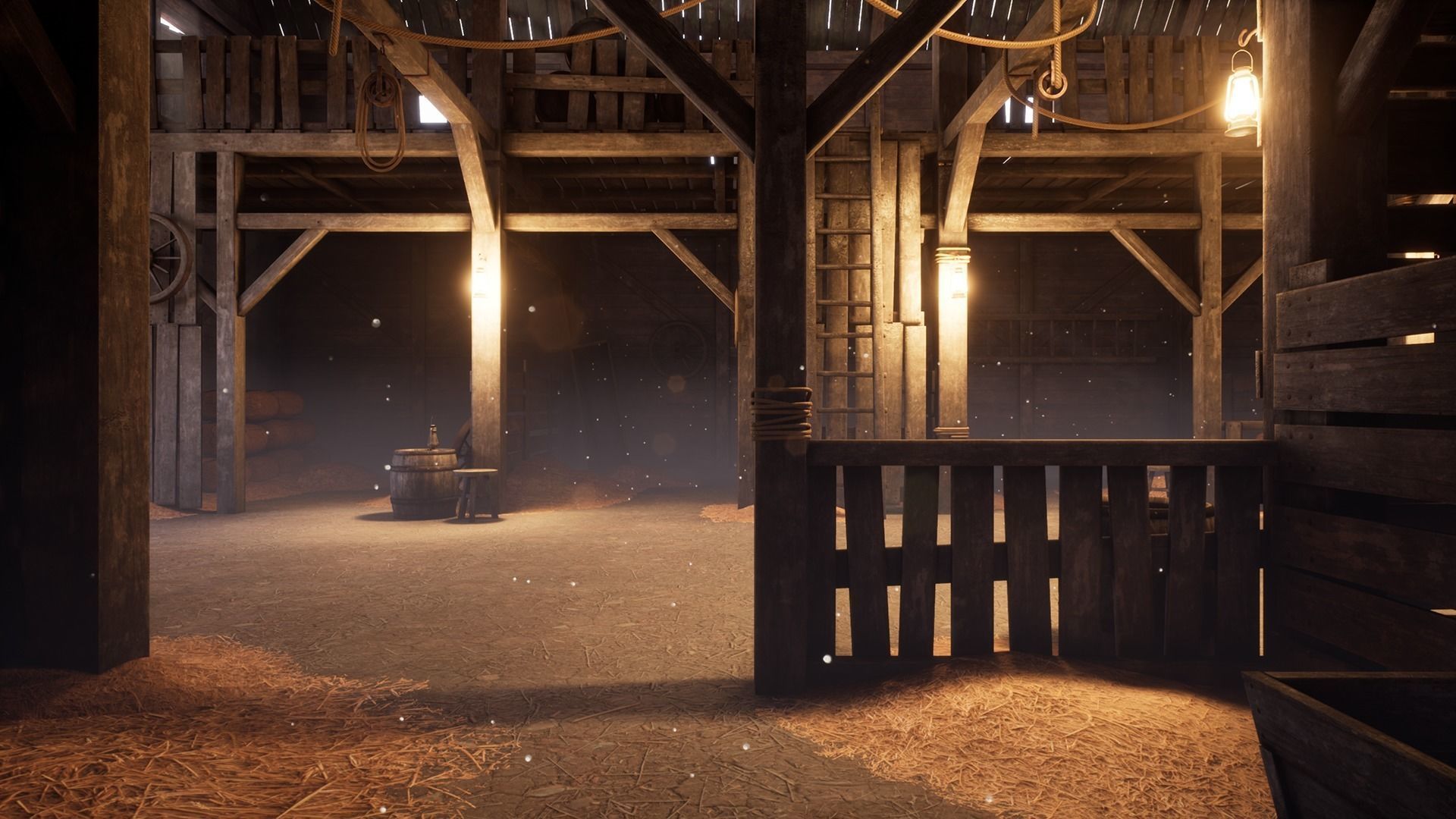 Old West Modular Barn Low-poly 3D model_3