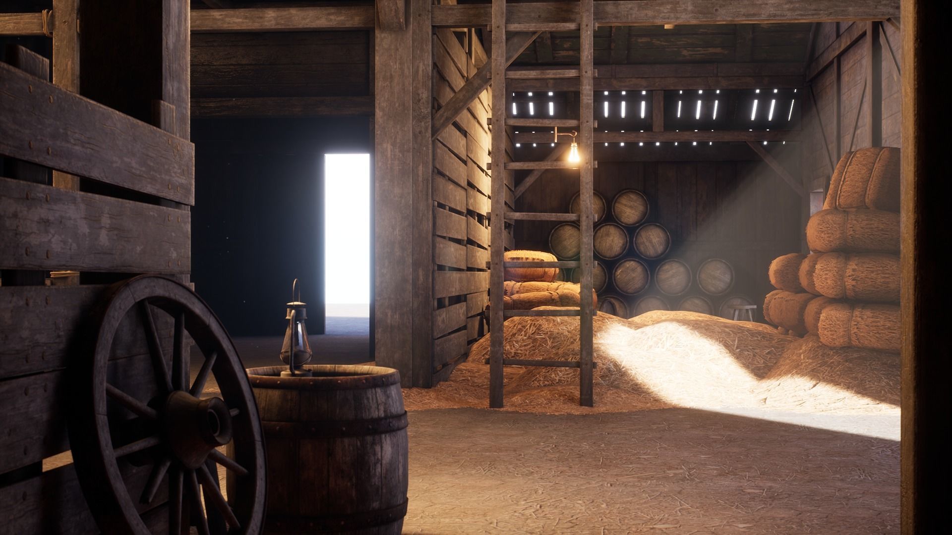 Old West Modular Barn Low-poly 3D model_10
