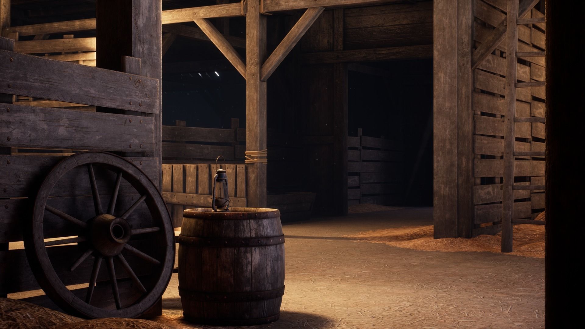 Old West Modular Barn Low-poly 3D model_7
