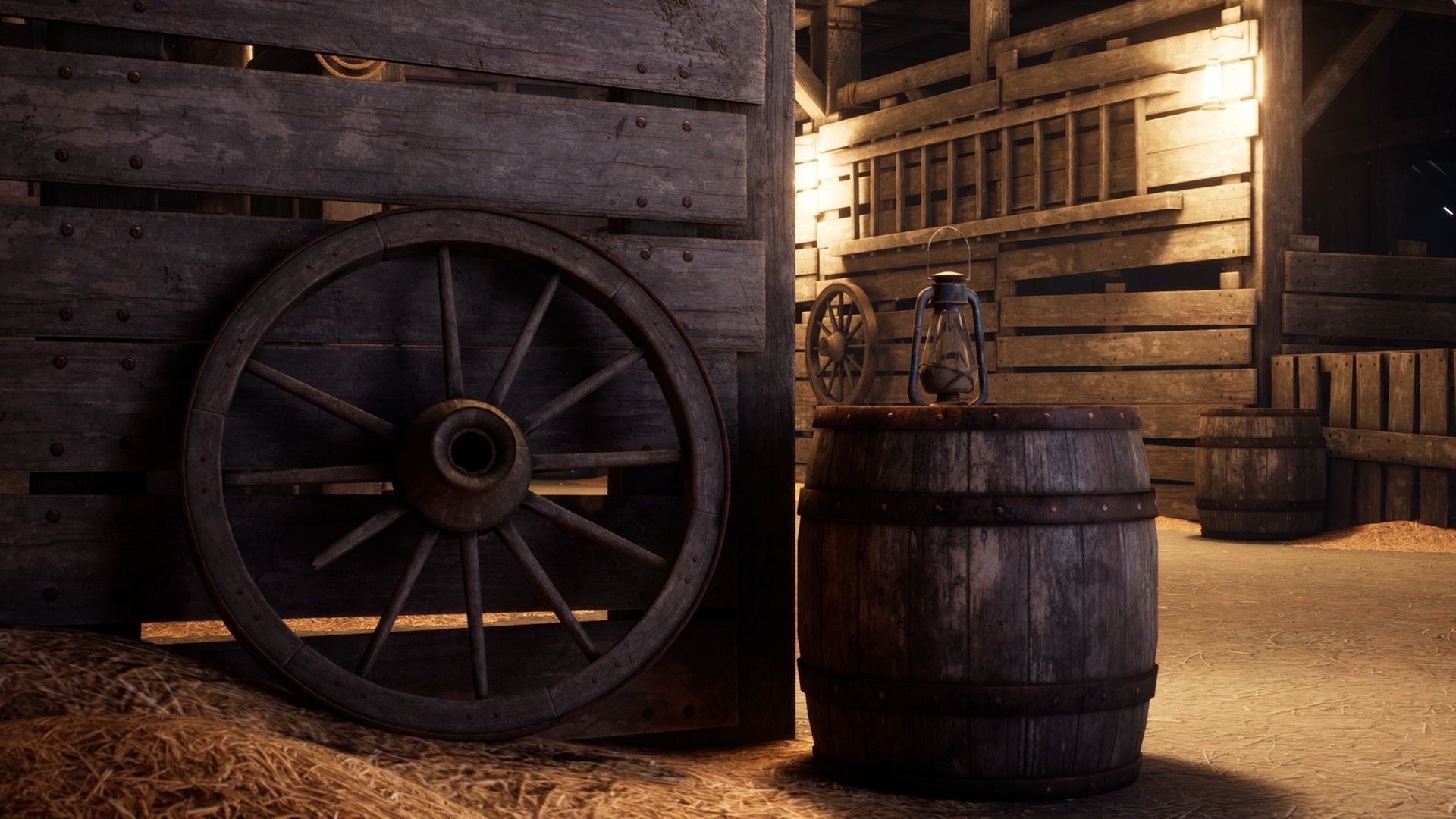 Old West Modular Barn Low-poly 3D model_9