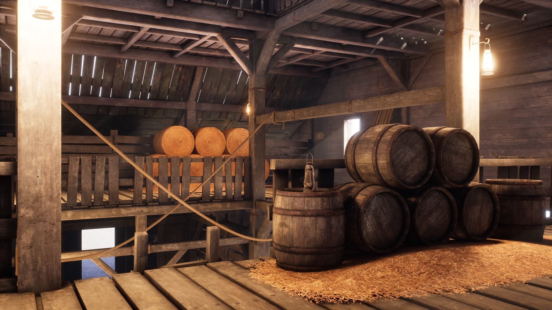 Old West Modular Barn Low-poly 3D model_11