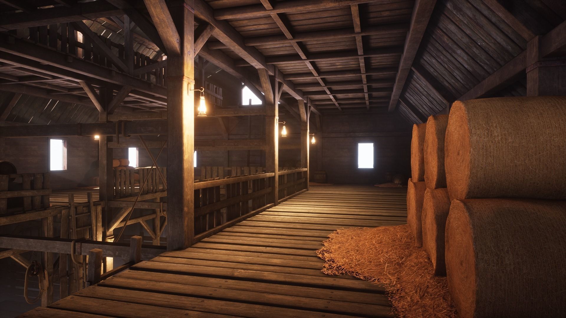Old West Modular Barn Low-poly 3D model_13