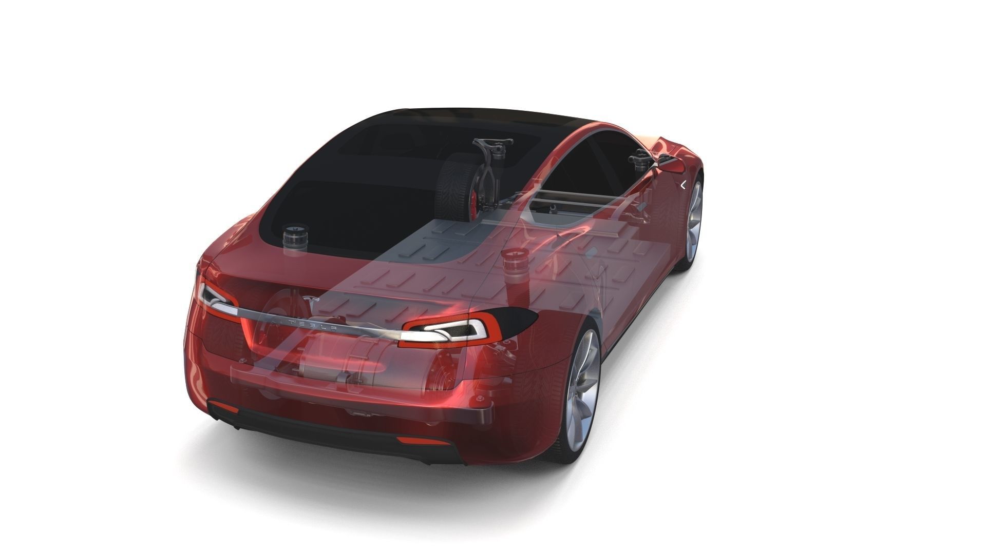 Tesla Model S 2016 Red with Chassis 3D model_20