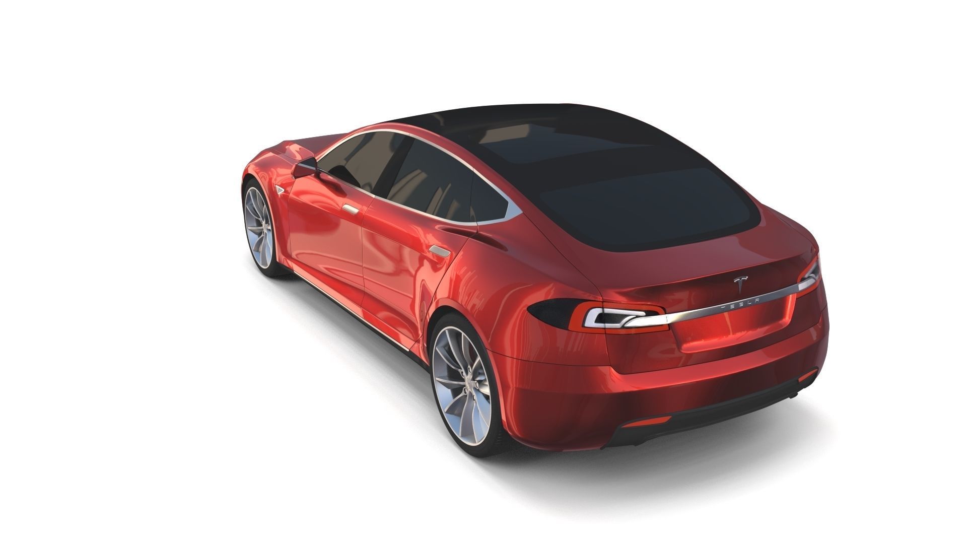 Tesla Model S 2016 Red with Chassis 3D model_8