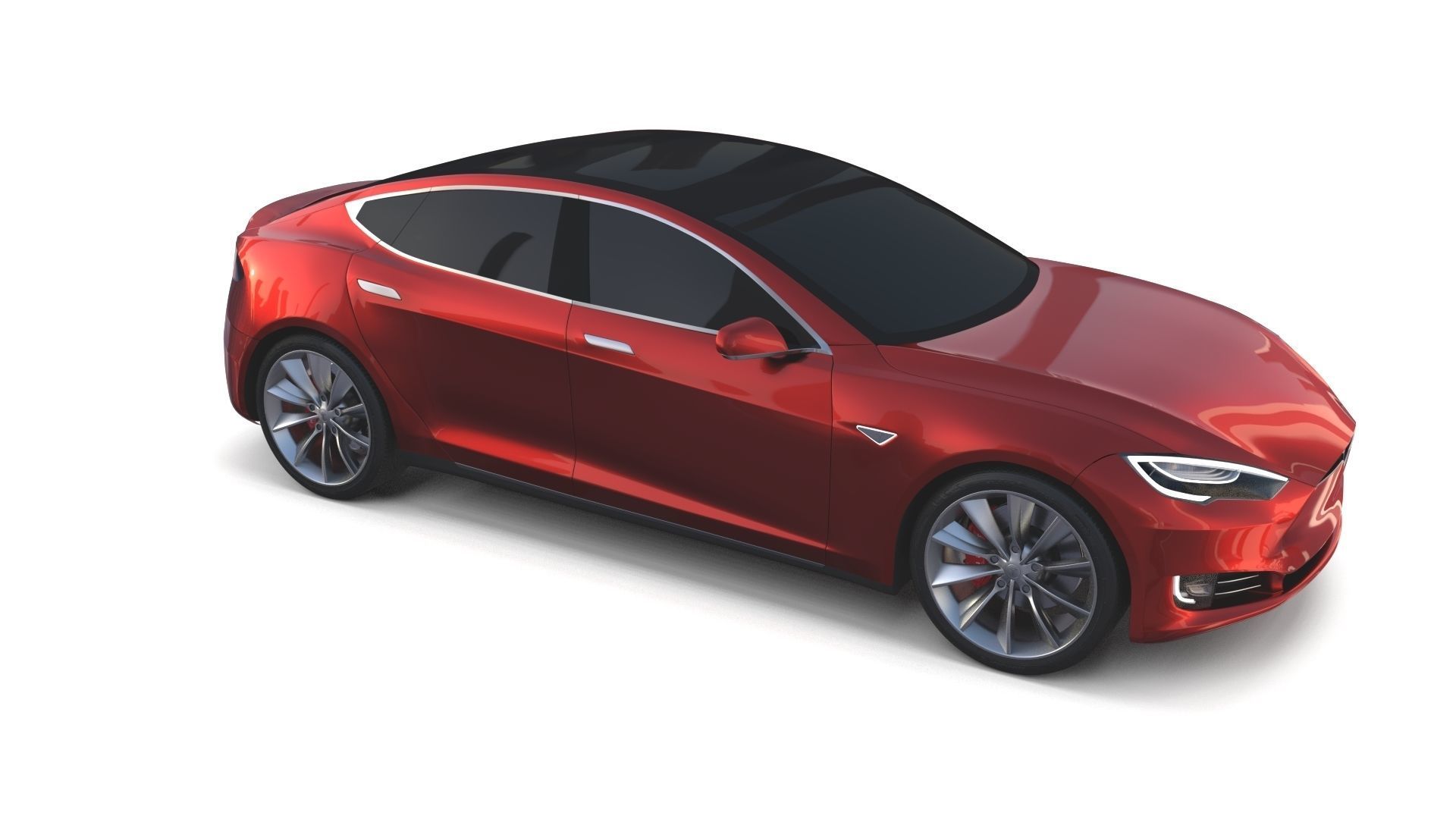 Tesla Model S 2016 Red with Chassis 3D model_10