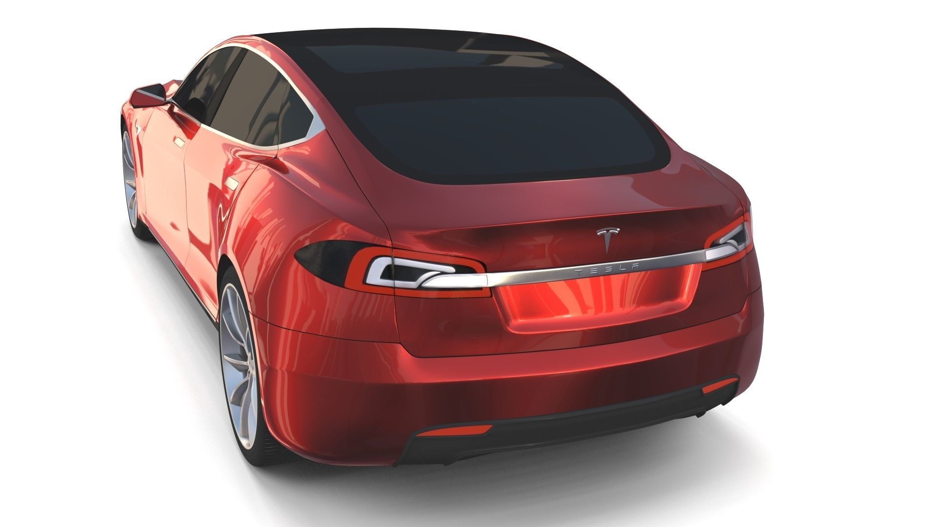 Tesla Model S 2016 Red with Chassis 3D model_14