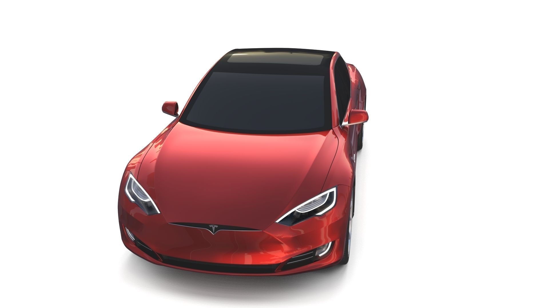 Tesla Model S 2016 Red with Chassis 3D model_6