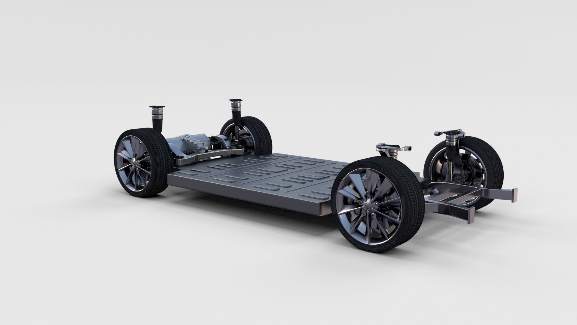 Tesla Model S 2016 Red with Chassis 3D model_26