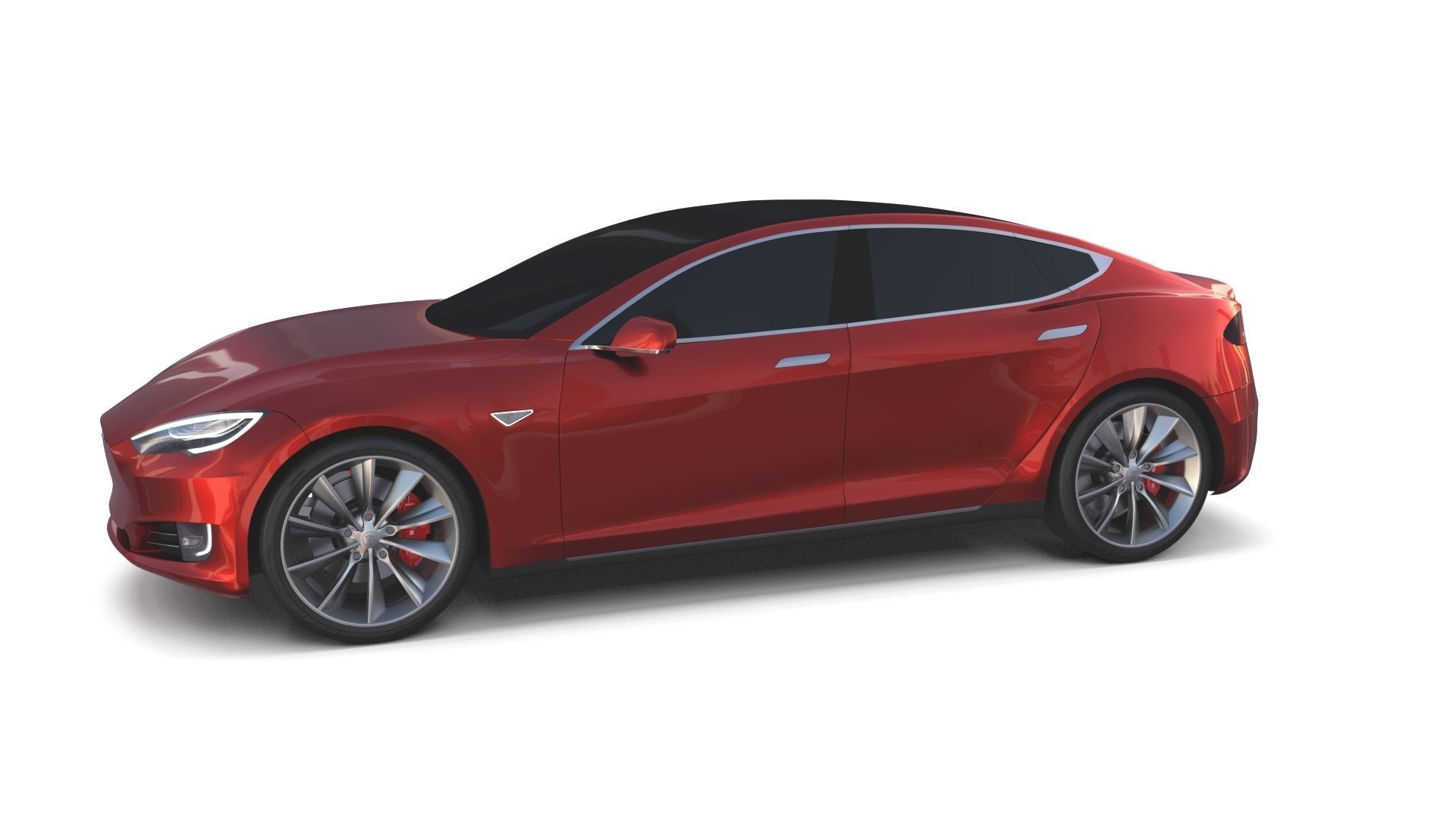 Tesla Model S 2016 Red with Chassis 3D model_1