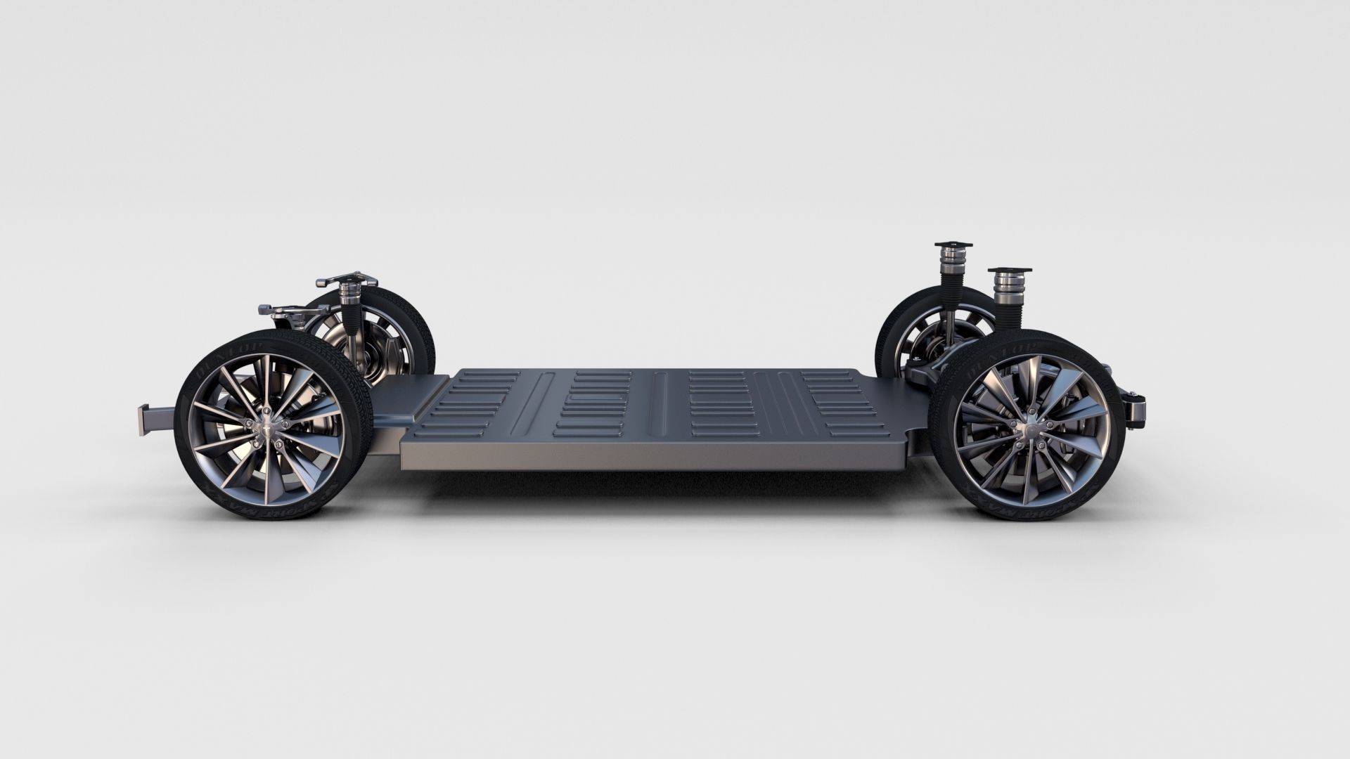 Tesla Model S 2016 Red with Chassis 3D model_24