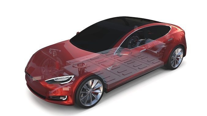 Tesla Model S 2016 Red with Chassis 3D model