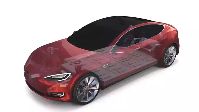 Tesla Model S 2016 Red with Chassis 3D model